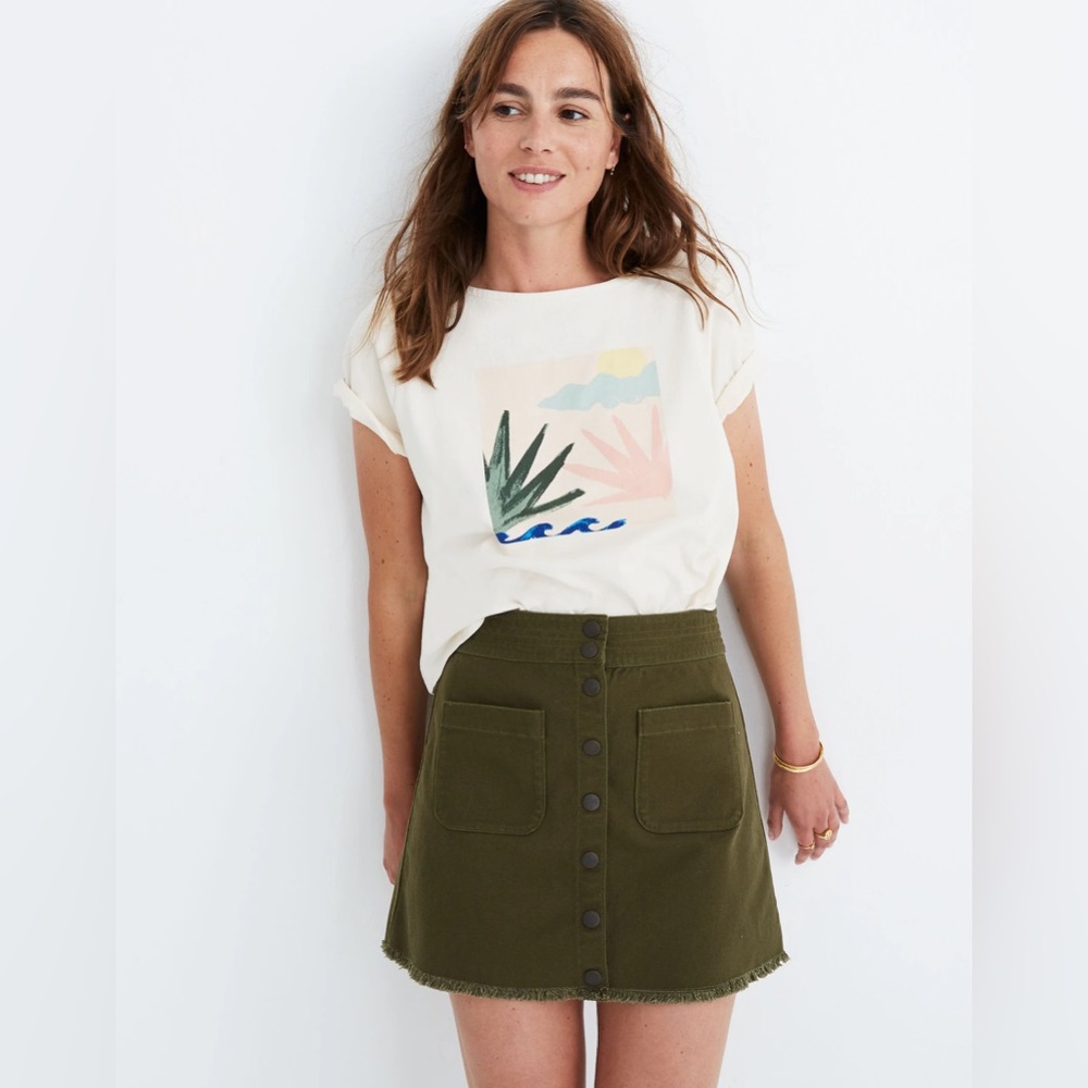 Raw-Hem A-Line Mini Skirt in Kale (sold out style!)